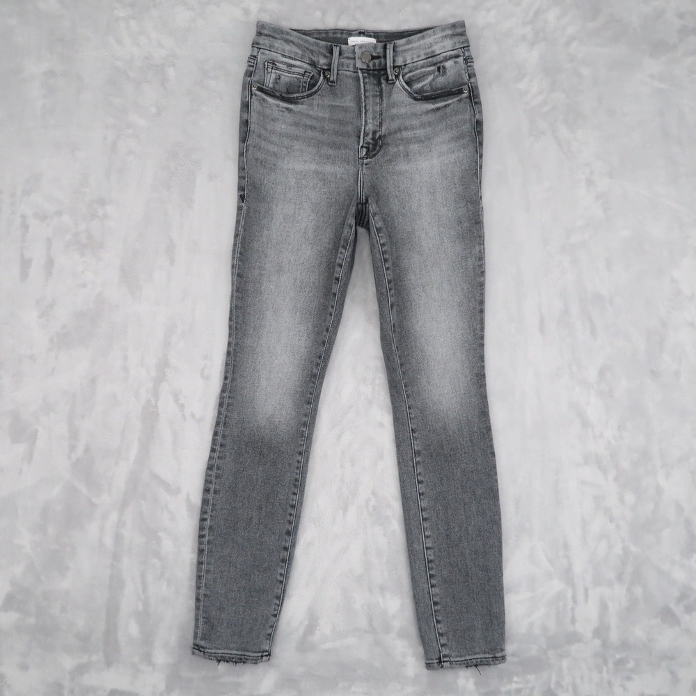 Good American Skinny Jeans Womens 6/28 Fits 26x29 Black GL844T Distressed Grunge